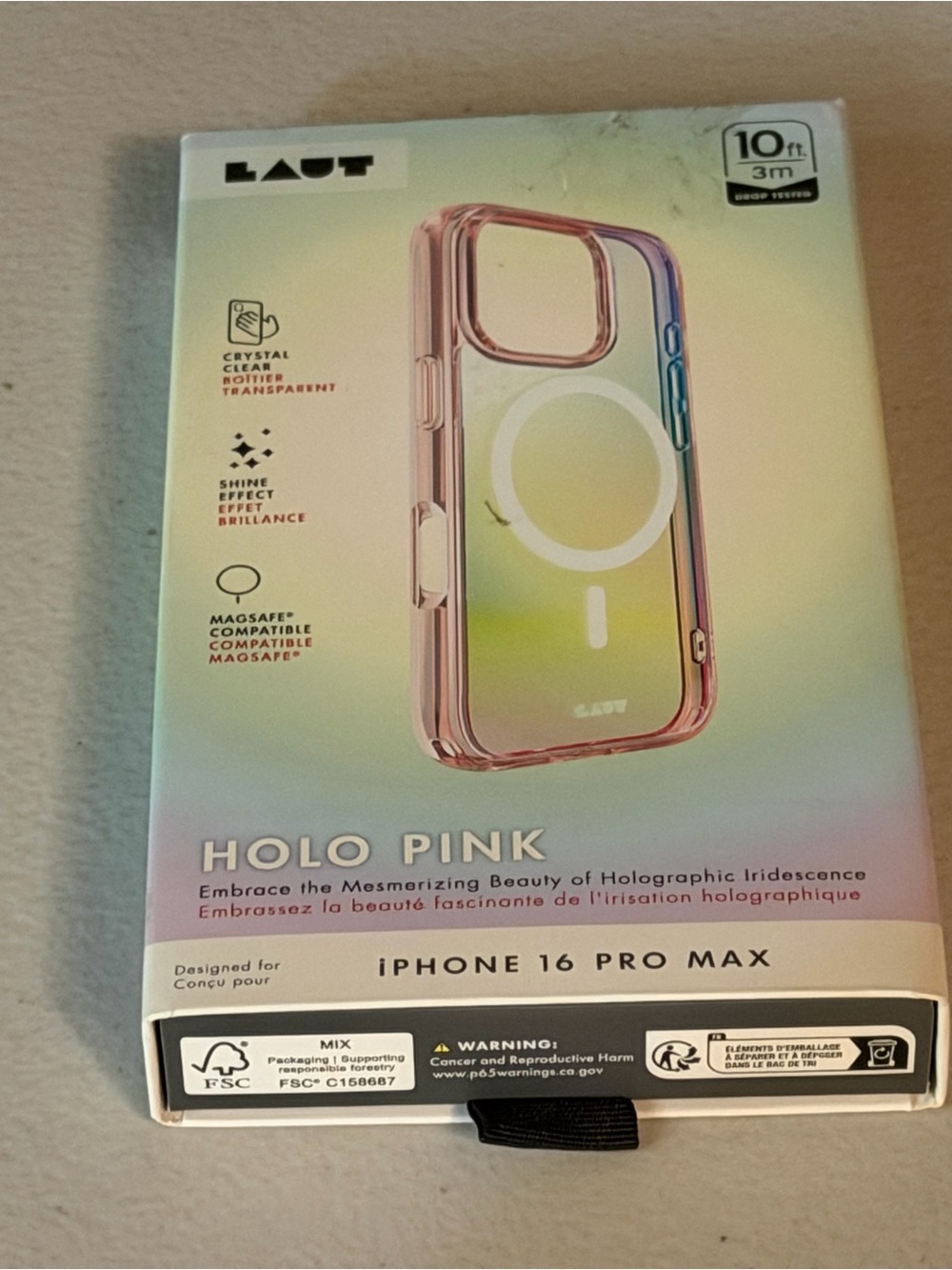 LAUT Holo Pink iPhone 16 Pro Max Case - Holographic Pink